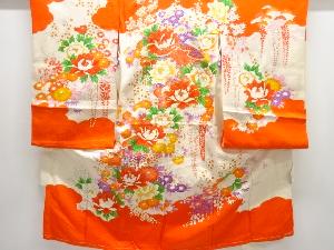 牡丹・草花模様刺繍子供着物